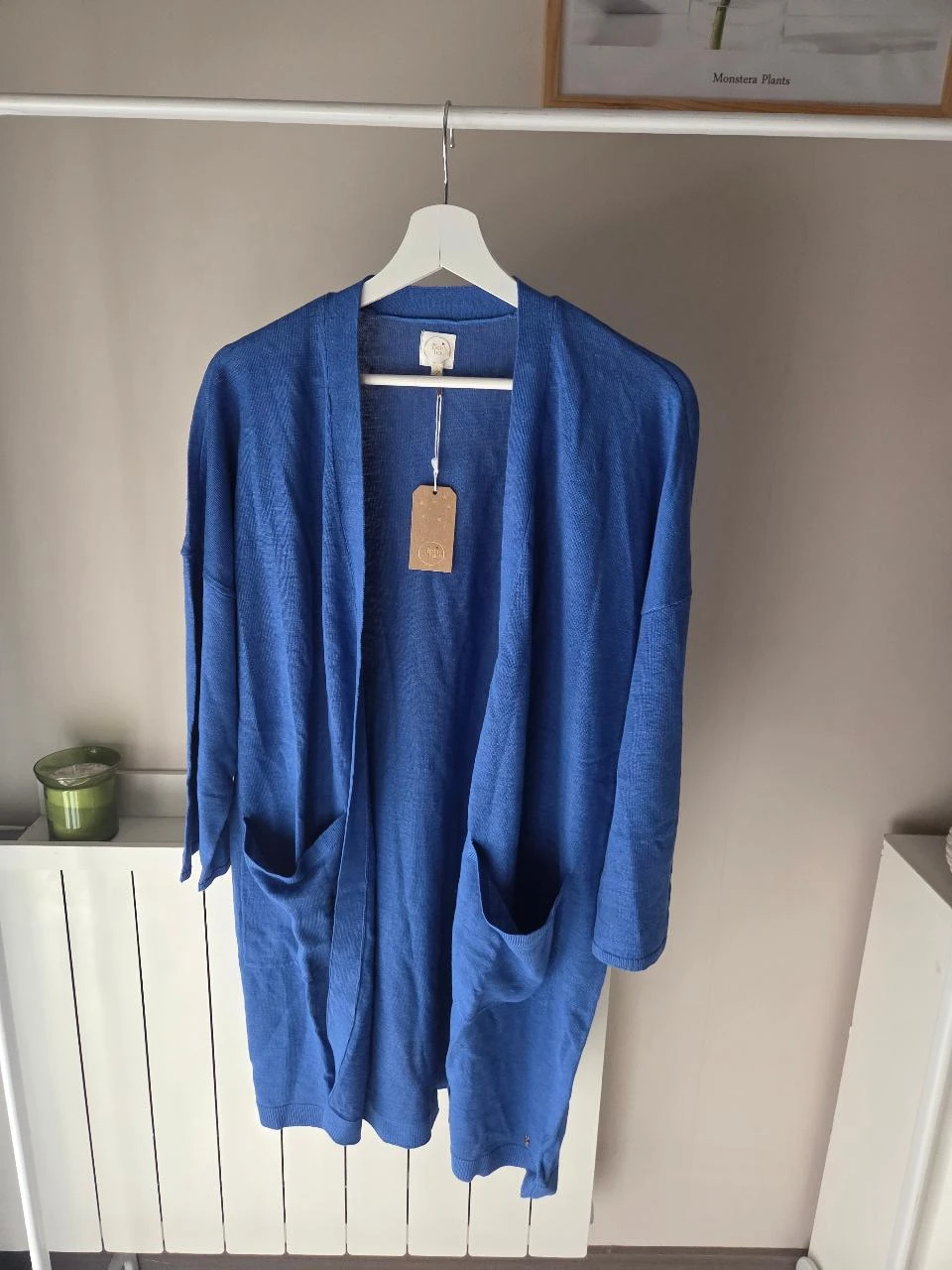 Gilet long 100% lin Des Petits Hauts bleu cobalt • Taille 2 (40-42) • Neuf – photo 3